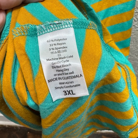 LuLaRoe Maxi Skirt 3XL Teal & Mustard Striped Stretch Skirt - Picture 4 of 5